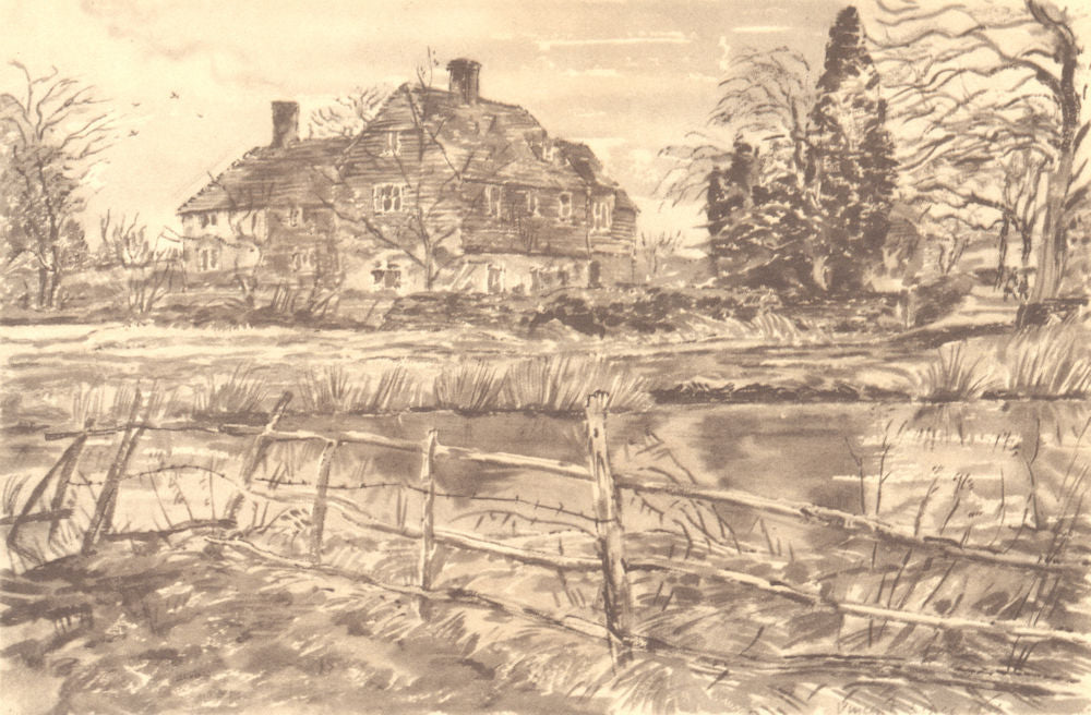 KINGSLEY. Lode Farm. Hampshire. By Vincent Lines 1949 old vintage print